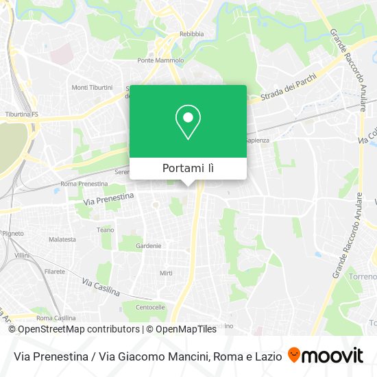 Mappa Via Prenestina / Via Giacomo Mancini
