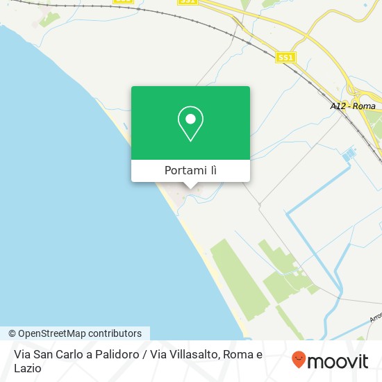 Mappa Via San Carlo a Palidoro / Via Villasalto
