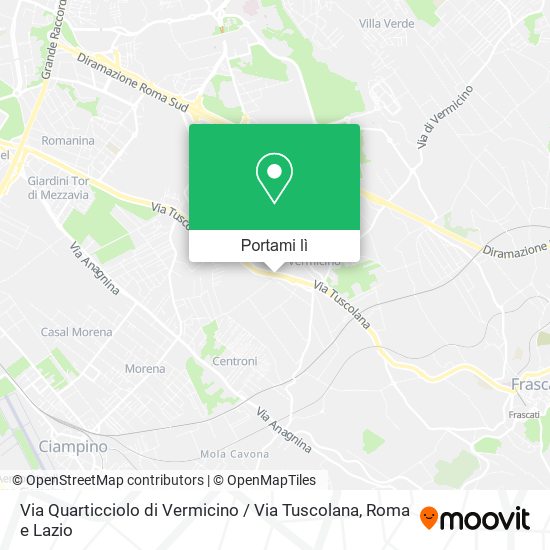Mappa Via Quarticciolo di Vermicino / Via Tuscolana
