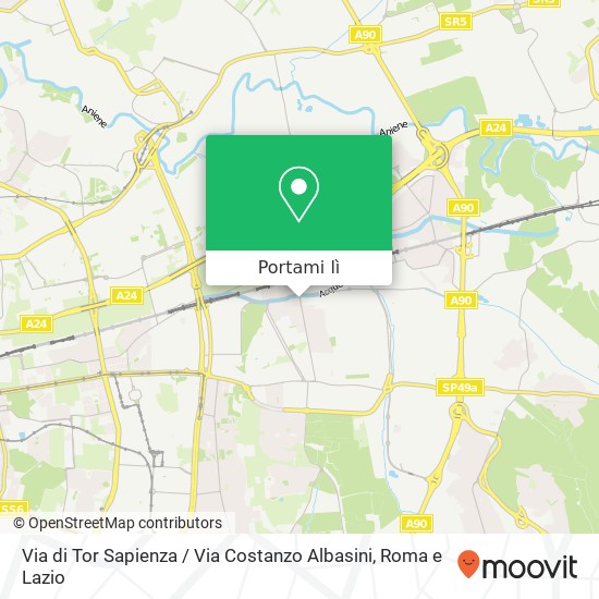 Mappa Via di Tor Sapienza / Via Costanzo Albasini