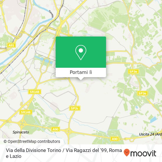 Mappa Via della Divisione Torino / Via Ragazzi del '99