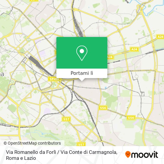 Mappa Via Romanello da Forlì / Via Conte di Carmagnola