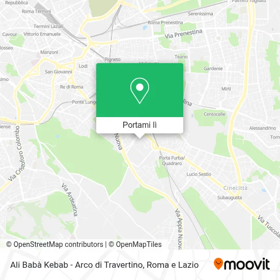 Mappa Ali Babà Kebab - Arco di Travertino