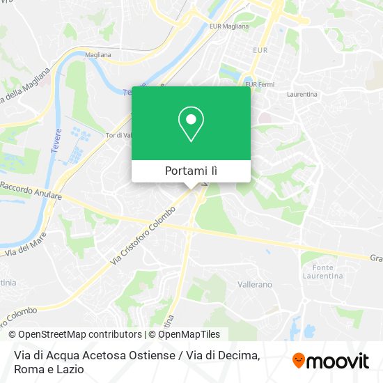 Mappa Via di Acqua Acetosa Ostiense / Via di Decima