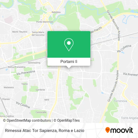 Mappa Rimessa Atac Tor Sapienza