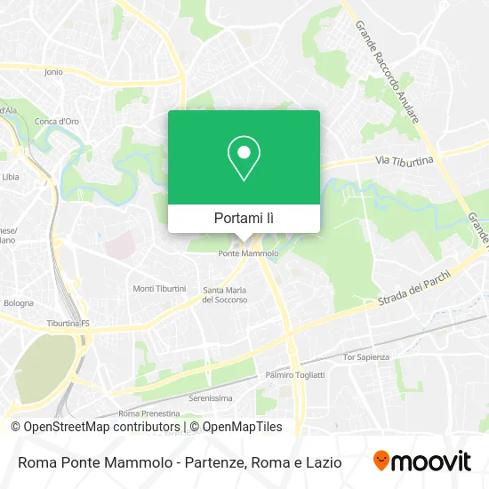 Mappa Roma Ponte Mammolo - Partenze