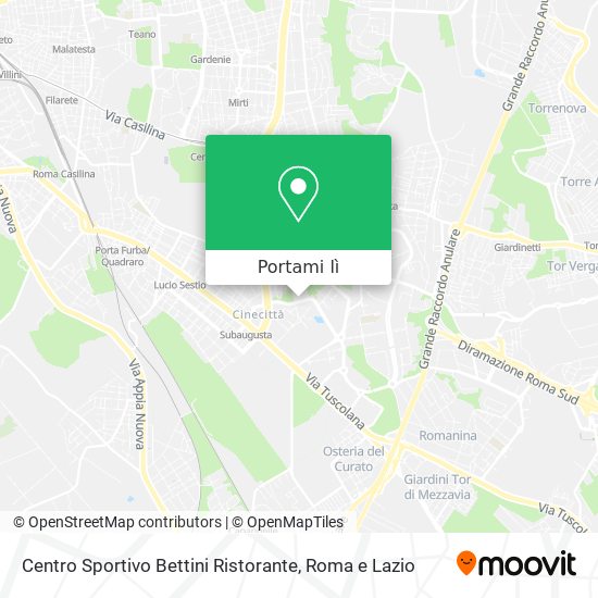 Mappa Centro Sportivo Bettini Ristorante