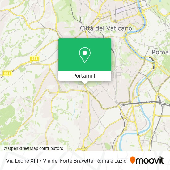Mappa Via Leone XIII / Via del Forte Bravetta