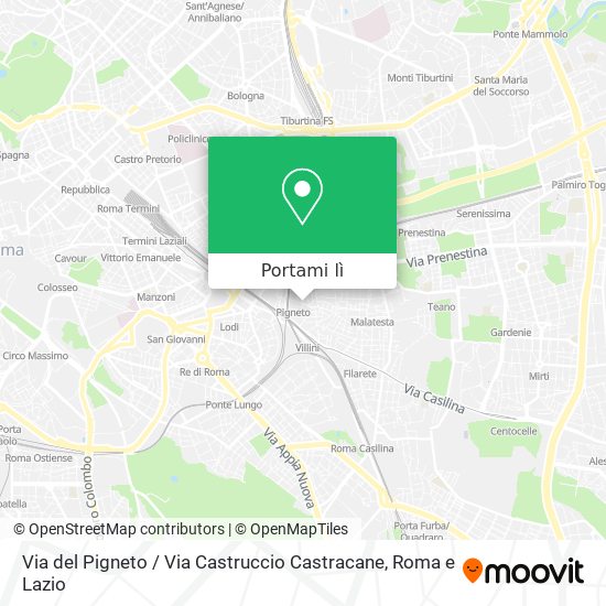 Mappa Via del Pigneto / Via Castruccio Castracane