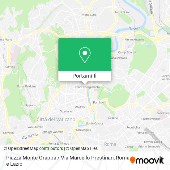 Mappa Piazza Monte Grappa / Via Marcello Prestinari