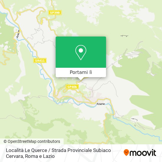 Mappa Località Le Querce / Strada Provinciale Subiaco Cervara