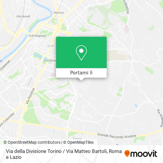 Mappa Via della Divisione Torino / Via Matteo Bartoli