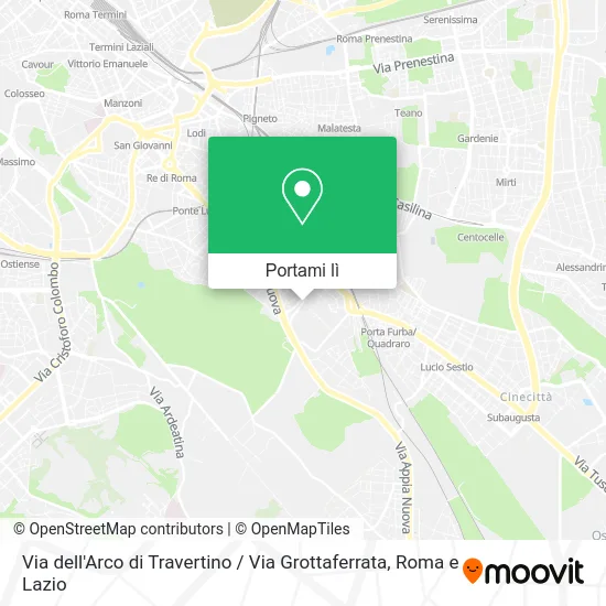 Mappa Via dell'Arco di Travertino / Via Grottaferrata