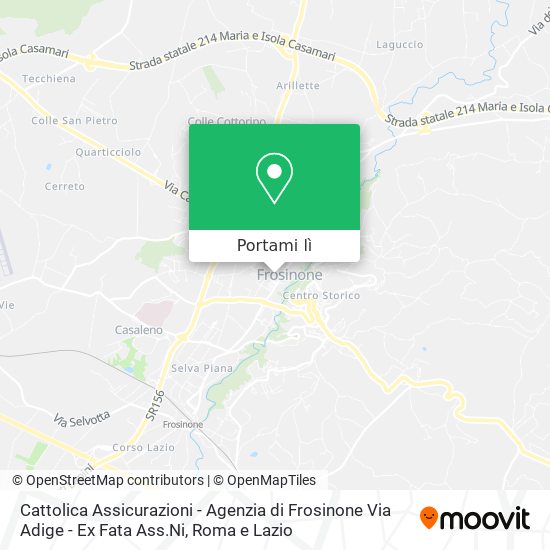 Mappa Cattolica Assicurazioni - Agenzia di Frosinone Via Adige - Ex Fata Ass.Ni