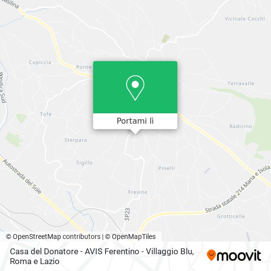 Mappa Casa del Donatore - AVIS Ferentino - Villaggio Blu