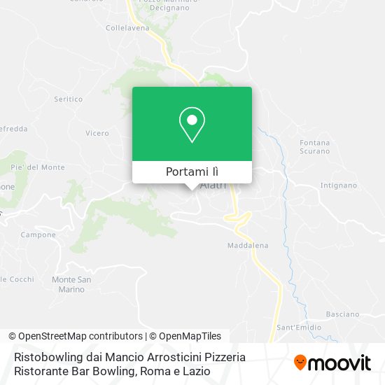 Mappa Ristobowling dai Mancio Arrosticini Pizzeria Ristorante Bar Bowling