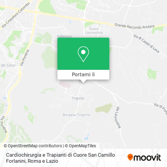 Mappa Cardiochirurgia e Trapianti di Cuore San Camillo Forlanini