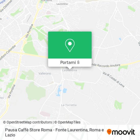 Mappa Pausa Caffè Store Roma - Fonte Laurentina
