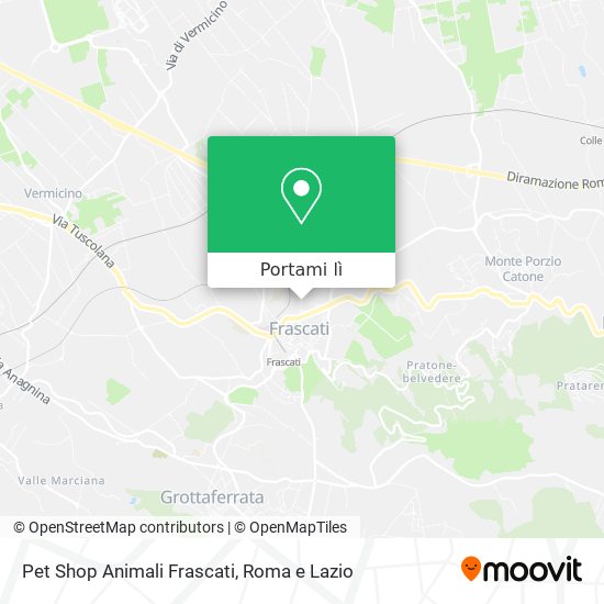 Mappa Pet Shop Animali Frascati