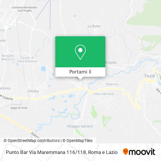 Mappa Punto Bar Via Maremmana 116 / 118