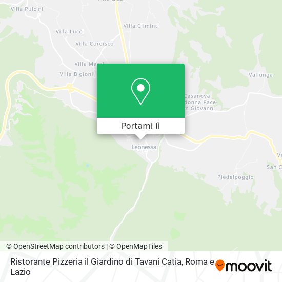 Mappa Ristorante Pizzeria il Giardino di Tavani Catia