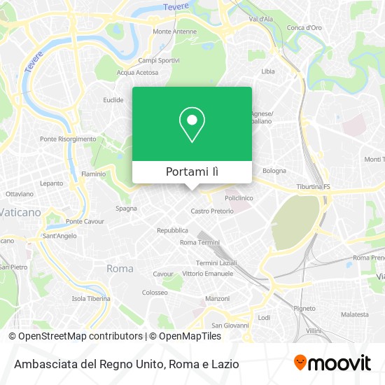 Mappa Ambasciata del Regno Unito