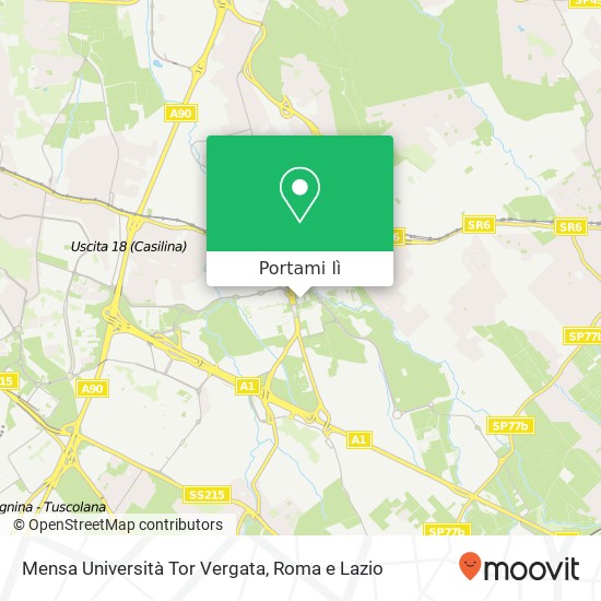 Mappa Mensa Università Tor Vergata
