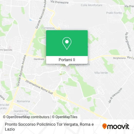 Mappa Pronto Soccorso Policlinico Tor Vergata