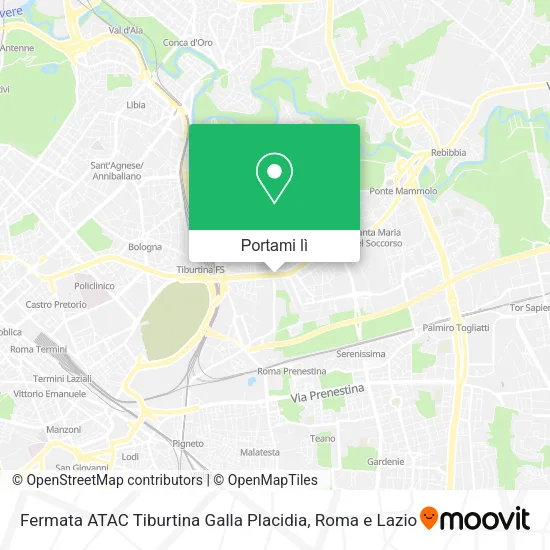 Mappa Fermata ATAC Tiburtina Galla Placidia