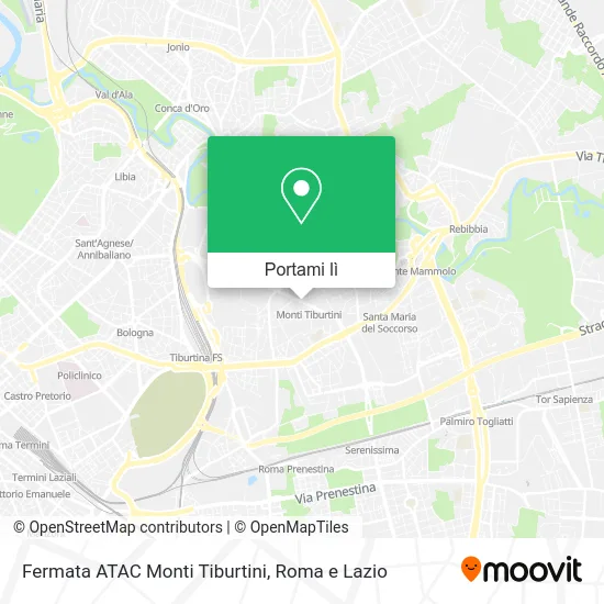 Mappa Fermata ATAC Monti Tiburtini