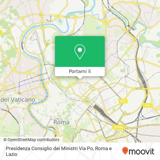 Mappa Presidenza Consiglio dei Ministri Via Po