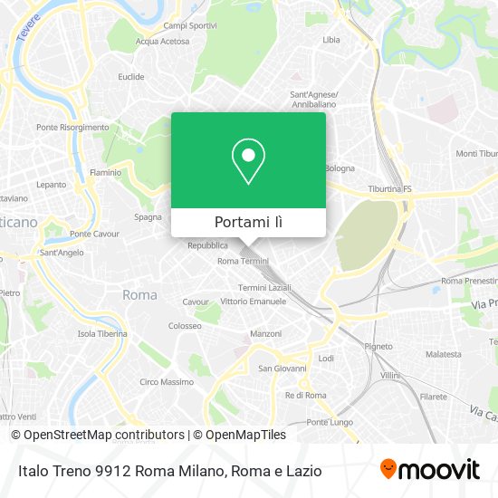 Mappa Italo Treno 9912 Roma Milano