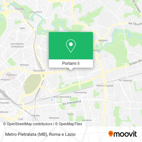 Mappa Metro Pietralata (MB)