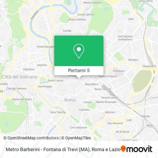 Mappa Metro Barberini - Fontana di Trevi (MA)
