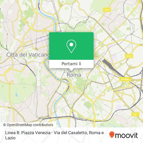 Mappa Linea 8: Piazza Venezia - Via del Casaletto