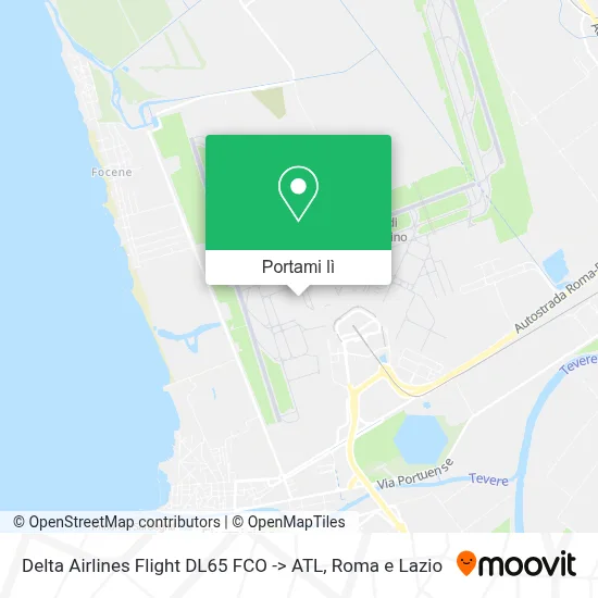 Mappa Delta Airlines Flight DL65 FCO -> ATL