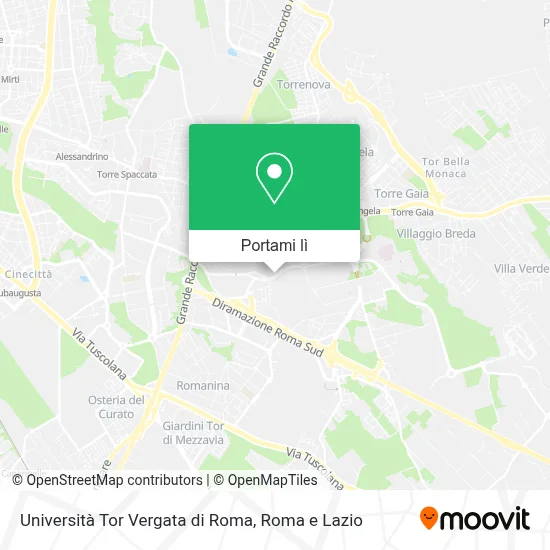 Mappa Università Tor Vergata di Roma