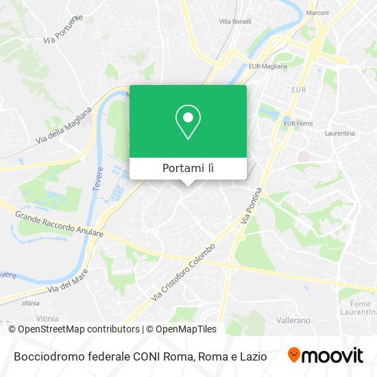 Mappa Bocciodromo federale CONI Roma