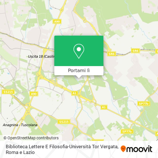 Mappa Biblioteca Lettere E Filosofia-Università Tor Vergata