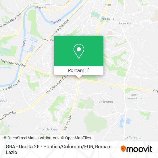 Mappa GRA - Uscita 26 - Pontina / Colombo / EUR