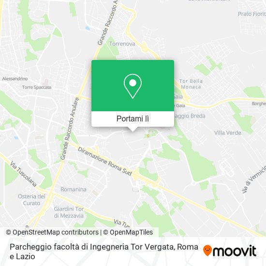Mappa Parcheggio facoltà di Ingegneria Tor Vergata