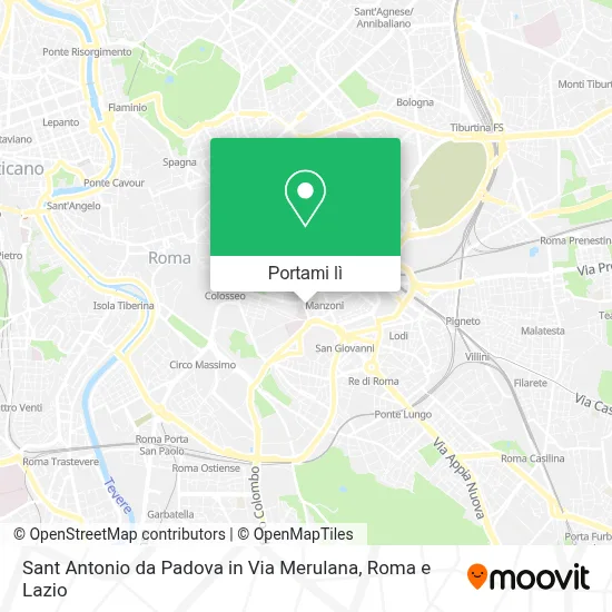 Mappa Sant Antonio da Padova in Via Merulana