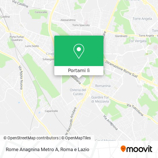 Mappa Rome Anagnina Metro A