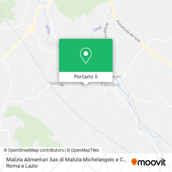 Mappa Malizia Alimentari Sas di Malizia Michelangelo e C.