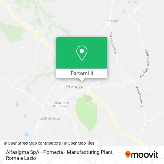 Mappa Alfasigma SpA - Pomezia - Manufacturing Plant