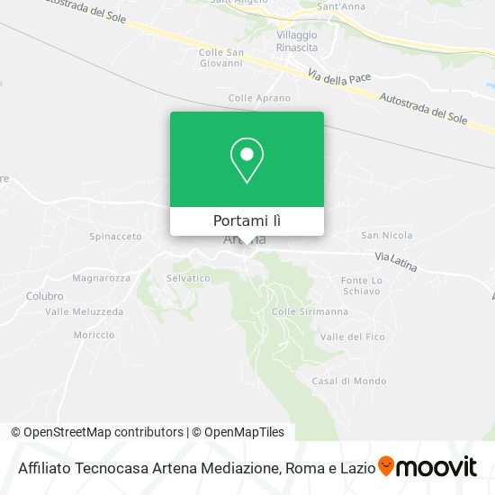 Mappa Affiliato Tecnocasa Artena Mediazione