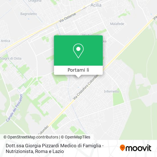 Mappa Dott.ssa Giorgia Pizzardi Medico di Famiglia - Nutrizionista