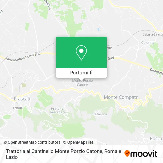 Mappa Trattoria al Cantinello Monte Porzio Catone