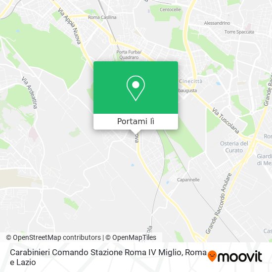 Mappa Carabinieri Comando Stazione Roma IV Miglio
