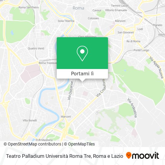 Mappa Teatro Palladium Università Roma Tre